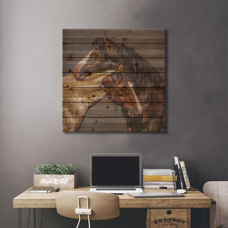 Embrace Print On Wood by Mark McKenna - Multi-Color