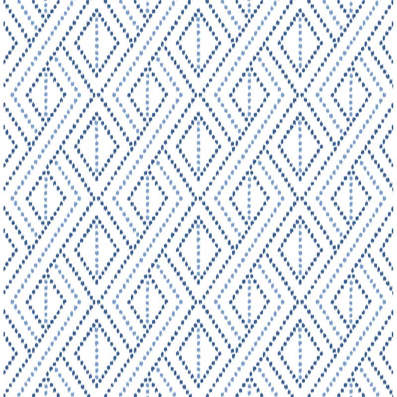 Luxe Haven Boho Grid Toile Peel and Stick Wallpaper - 20.5 in. W x 18 ft. L - Denim Blue