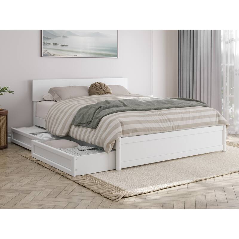 Wesley Platform Bed with Panel Footboard and Storage Drawers