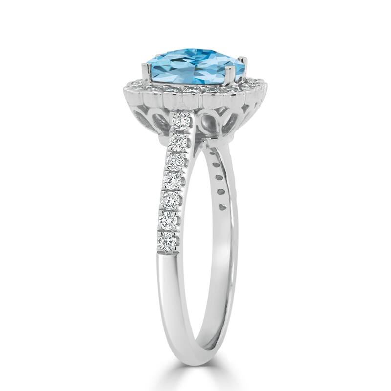 Auriya Vintage 1 1/3ct Cushion-cut Sky Blue Topaz Halo Diamond Engagement Ring 1/2ctw 14k Gold
