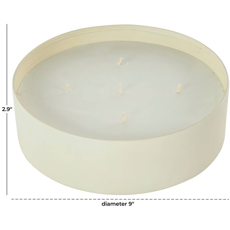 Cream, Black or Beige Metal Scented Textured 59oz 5 Wick Decorative Candle with White Wax
