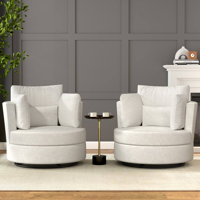 Chenille Swivel Soft Modern Upholstered Accent Chair (Set of 2)