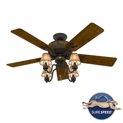Hunter 52" Adirondack Ceiling Fan with LED Light Kit and Pull Chain - Rustic, Western