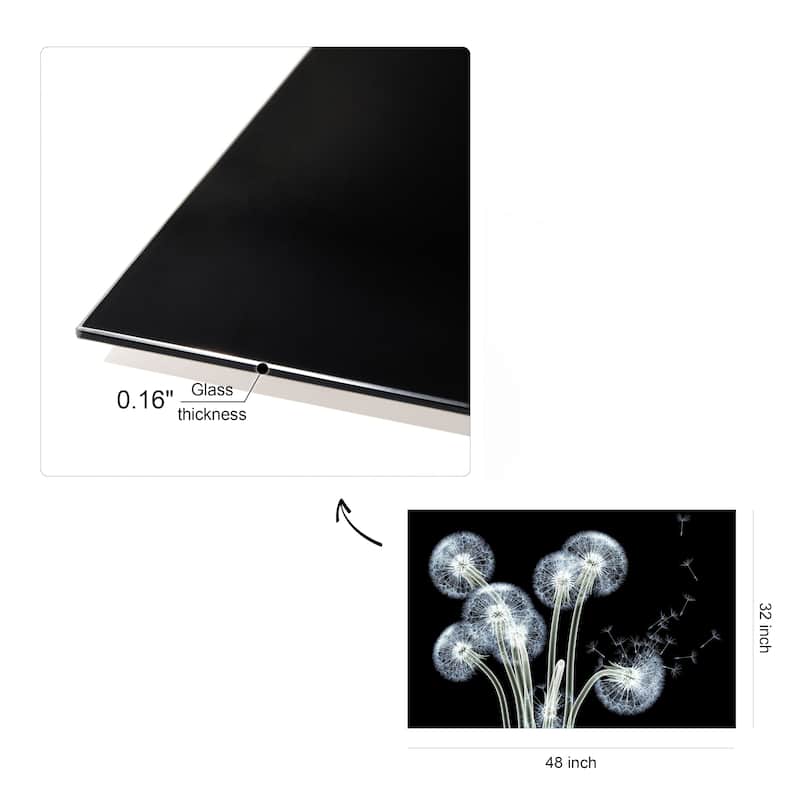 "Dancing Dandelions" Wall Art Printed on Tempered Glass