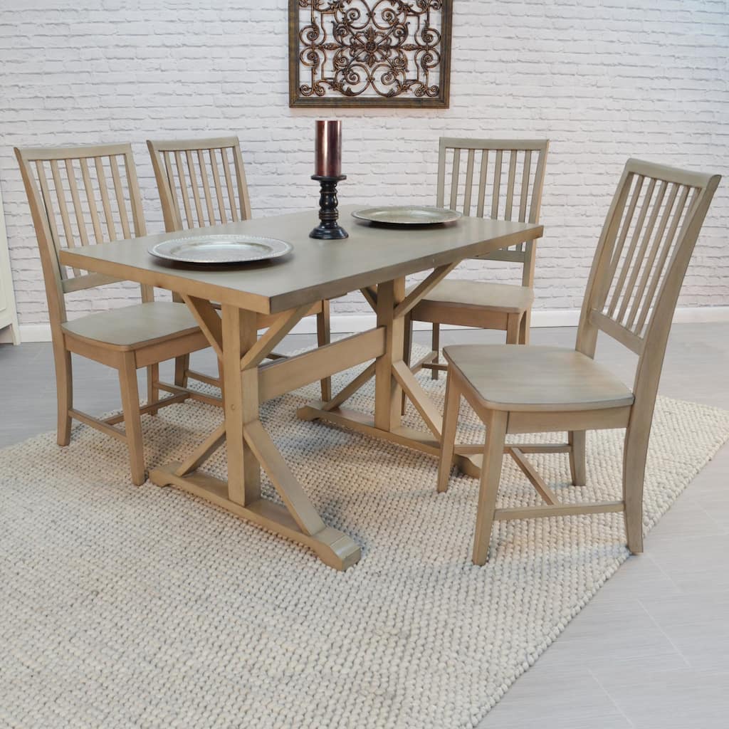 Weathered Style X-Shaped Trestle Table - 48" - Gray