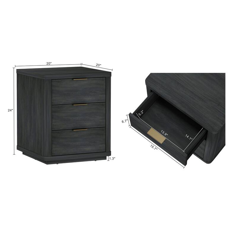 Manhattan Comfort Evelyn 20" Nightstand (3-Drawer)