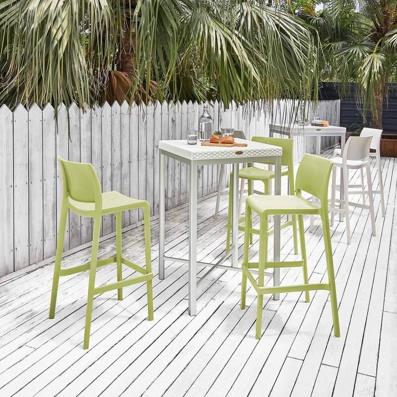 Sensilla Resin Stackable All-Weather Bar Stool, Set of 2