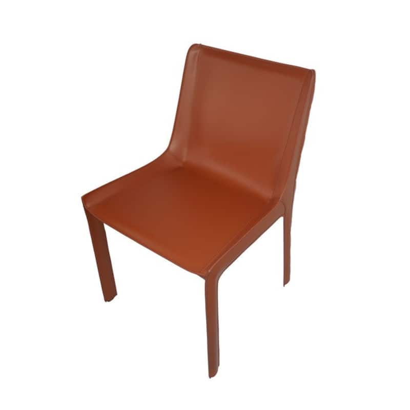 Aria Home Set of 2 Cognac Eloi High Back Recycled Leather Dining Chair