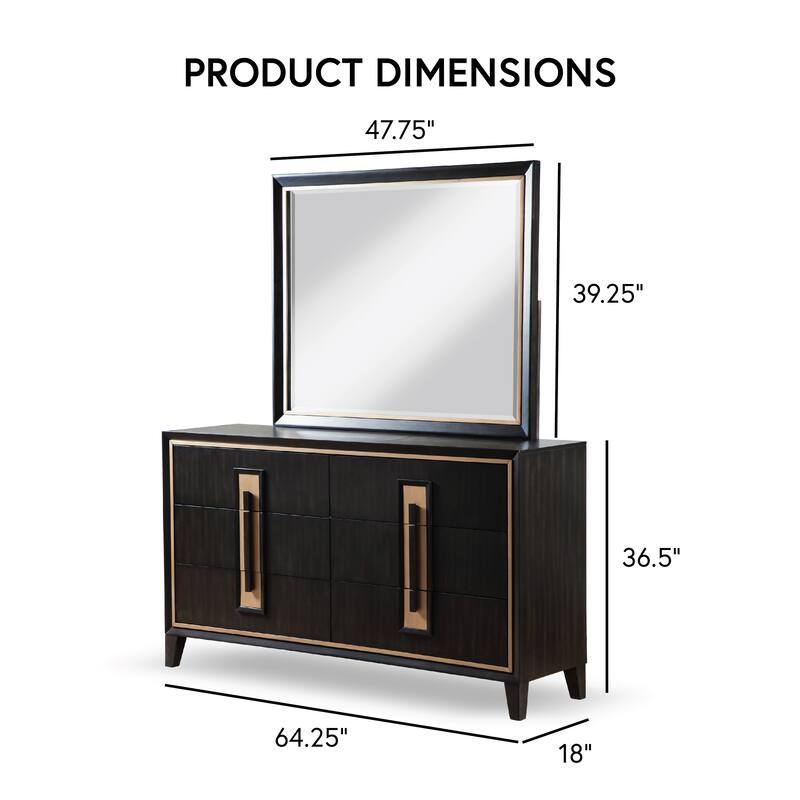 Furniture of America Nyx Modern 2-piece Espresso Solid Wood Dresser and Mirror Set