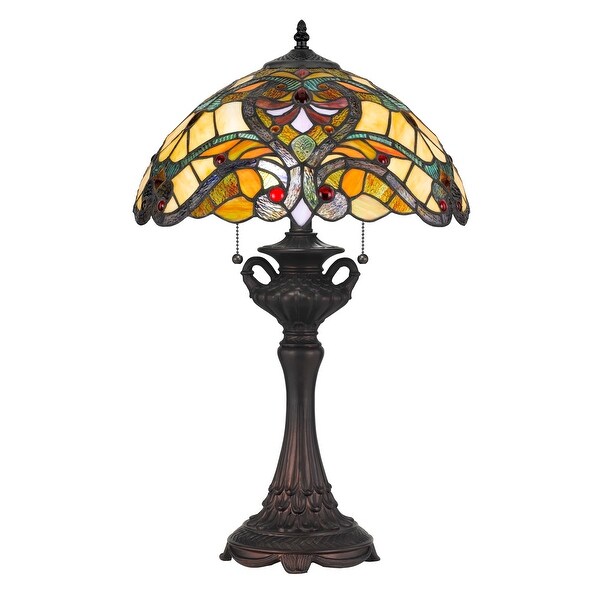 Shop Polyresin Table Lamp with Glass Shade and Pull Chain ...