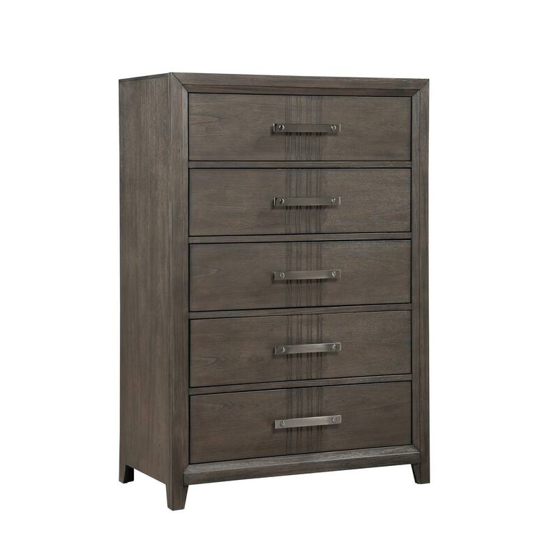 Wali 51 Inch Tall Dresser Chest, 5 Drawer, Black Handles, Walnut Brown - Brown - 5-drawer