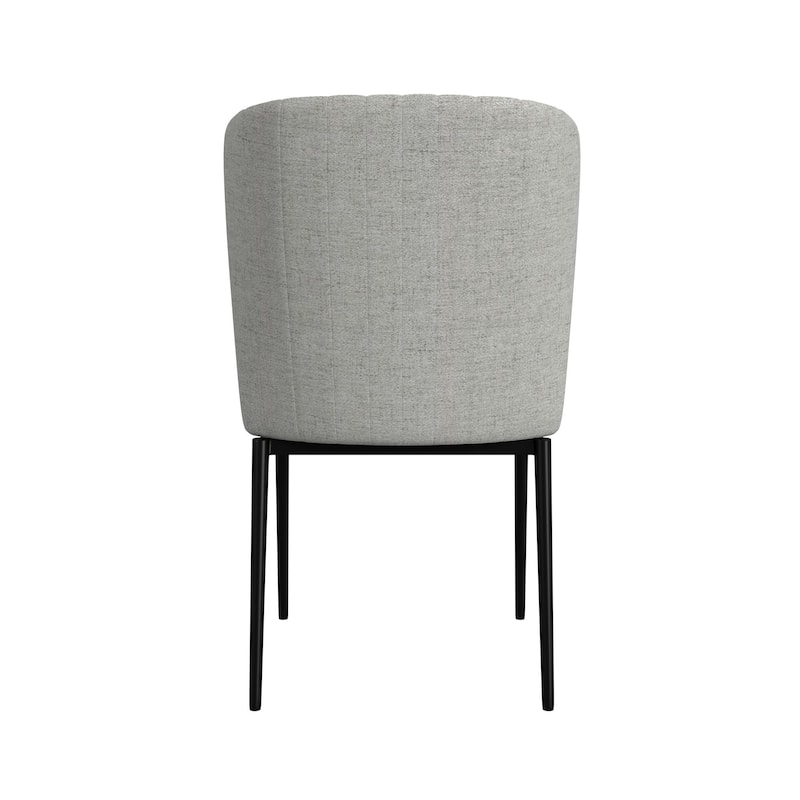 HomePop ChannelBack Dining Chair with Metal Legs-Gray Woven (set of 2)