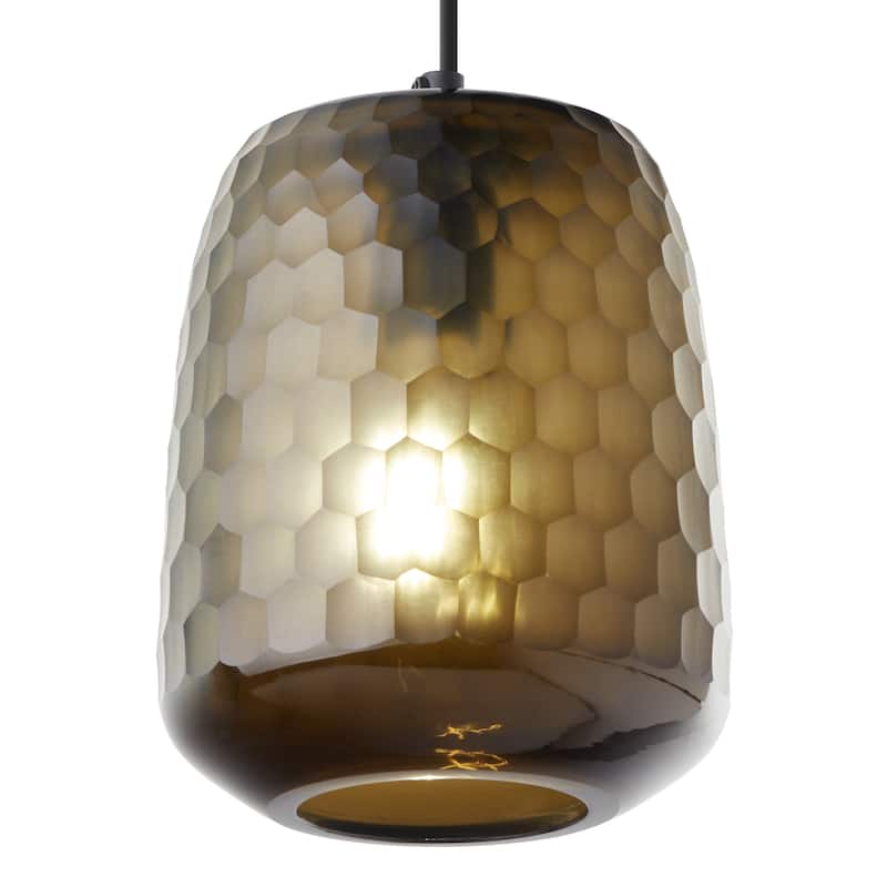 Beverly River of Goods Black Metal and Hand-Blown Glass Globe 7-Inch Pendant Light with Adjustable Hanging Cord - 7" x 7" x 64"