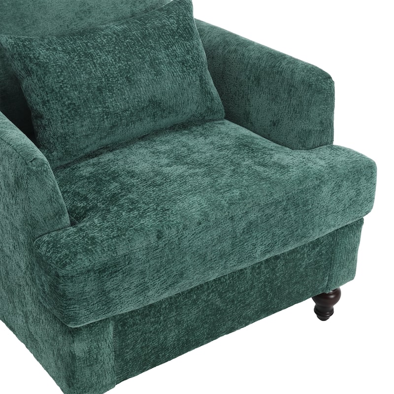 29.53" Chenille Upholstered Arm Chair with Pillows