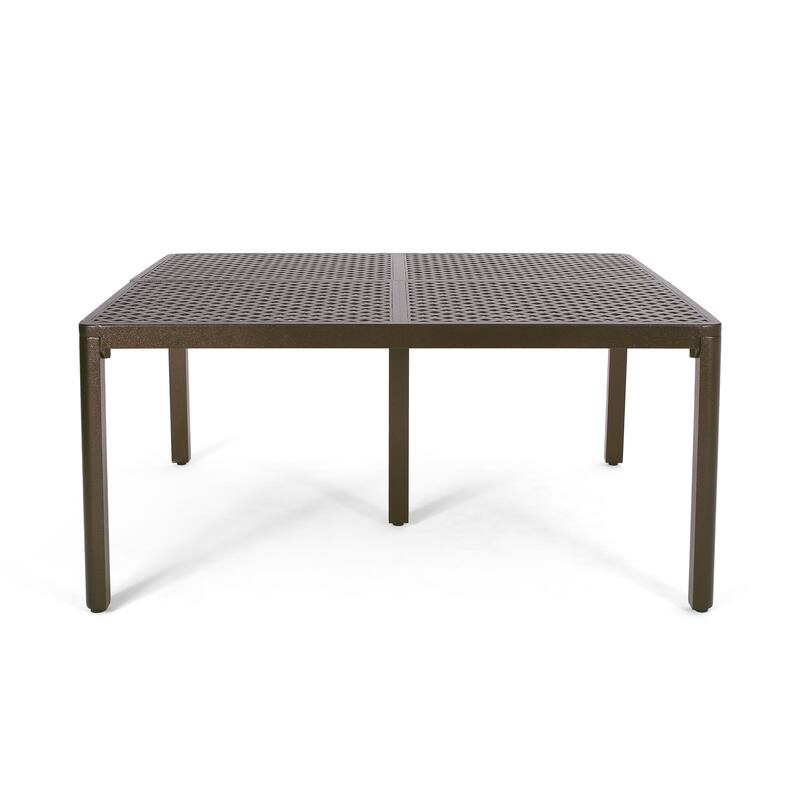 Outdoor Modern Aluminum Dining Table with Woven Accents,for Dining Room, Home Office, Living Room Furniture, Easy Assembly