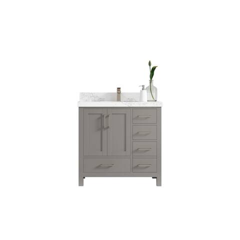 Willow Collections 36 x 22 Malibu Center Left Offset Sink Bathroom Vanity with Quartz or Marble Countertop