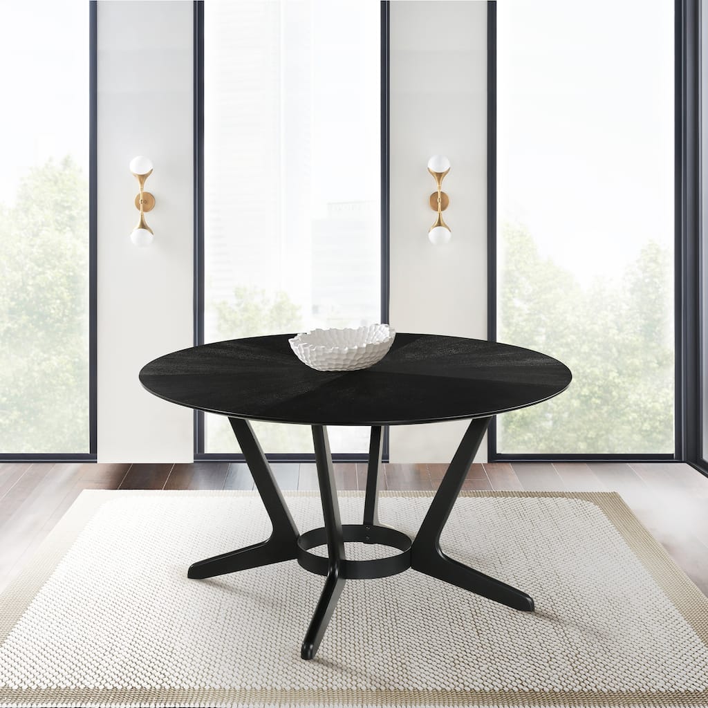Santana Mid-Century Modern Round Wood Dining Table