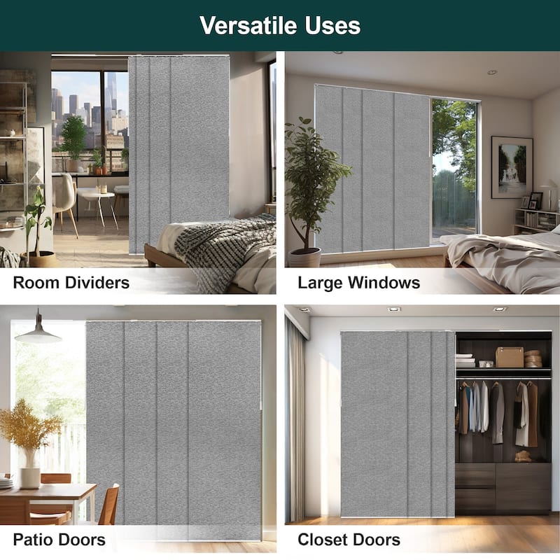 Chicology Calactta Grey Adjustable Cut-to-length Light Filtering Privacy Sliding Panels - Up to 80"W x 96"H