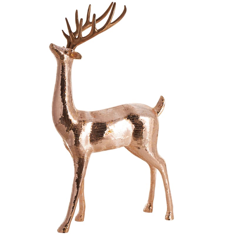 Fiberglass Reindeer Floor Christmas Sculpture with Mosaic Pattern - Silver or Copper - Roche River Decor - Copper