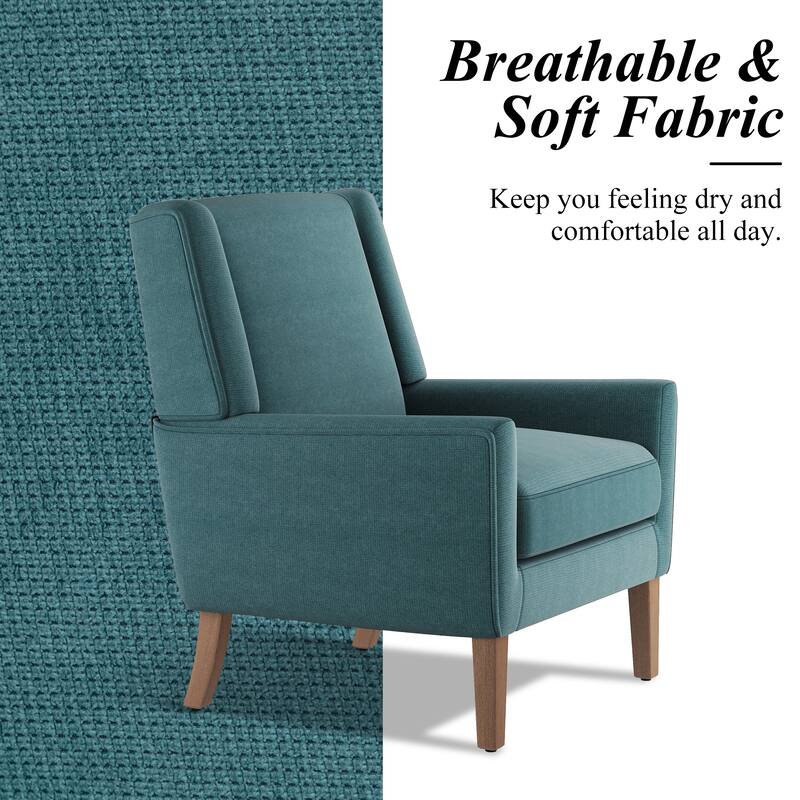 Mid-Century Linen Wing Chair - Tailored Channel Tufting & Walnut Tapered Legs, Compact Accent for Reading Nooks