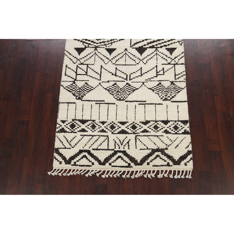 Tribal Modern Vegetable Dye Moroccan Berber Oriental Area Rug Handmade - 4'6" x 6'8"