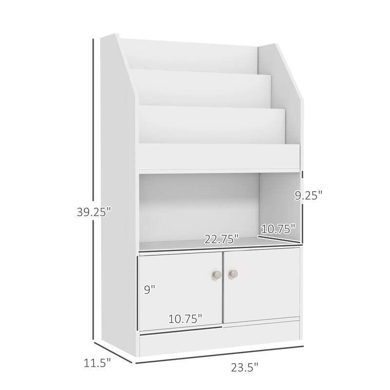Qaba Kids Bookshelf, Toy Storage Organizer Toddler Bookcase for Bedroom, Playroom, Nursery, 3-8 Years Old