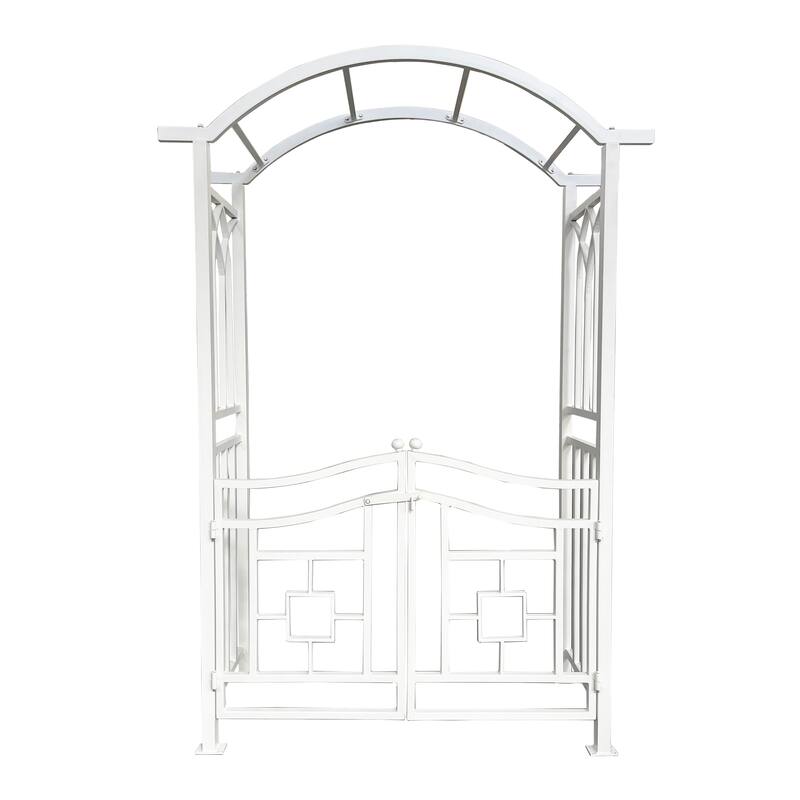 Aluminum Garden Arch with Gate - White