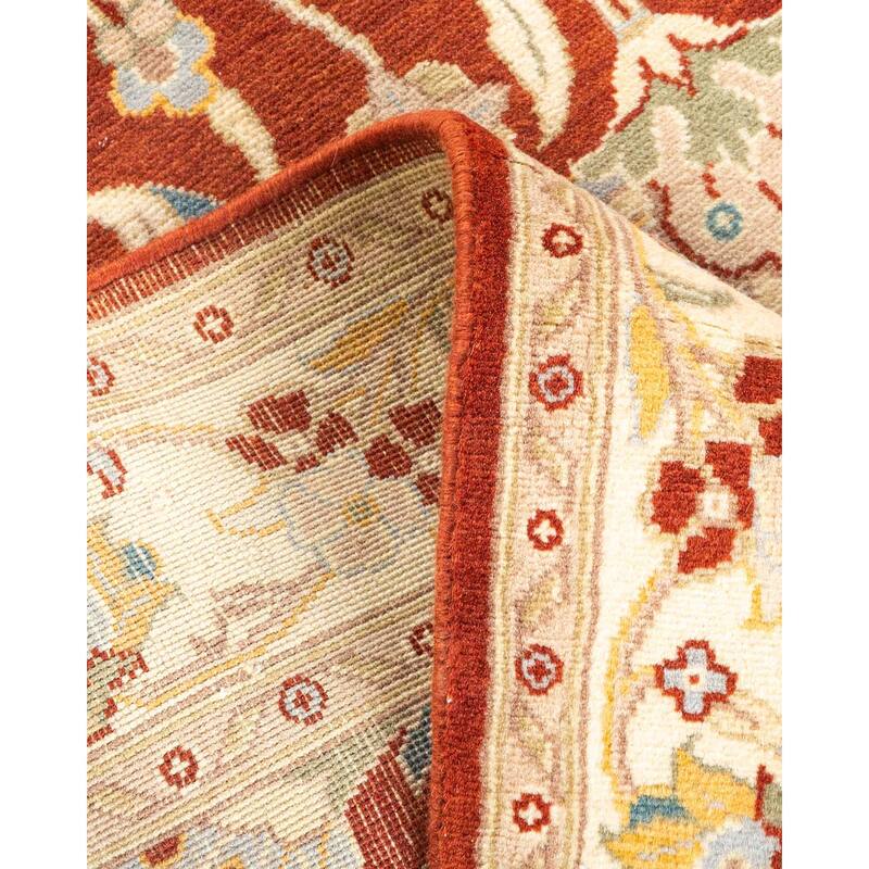 Overton Hand Knotted Wool Vintage Inspired Traditional Mogul Orange Area Rug - 3 x 5