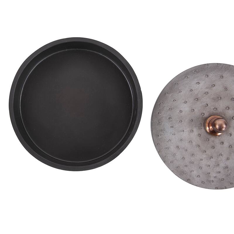 Allan Andrews Round Gray Faux Ostrich Skin Decorative Box, Large - 5H x 8W x 8D