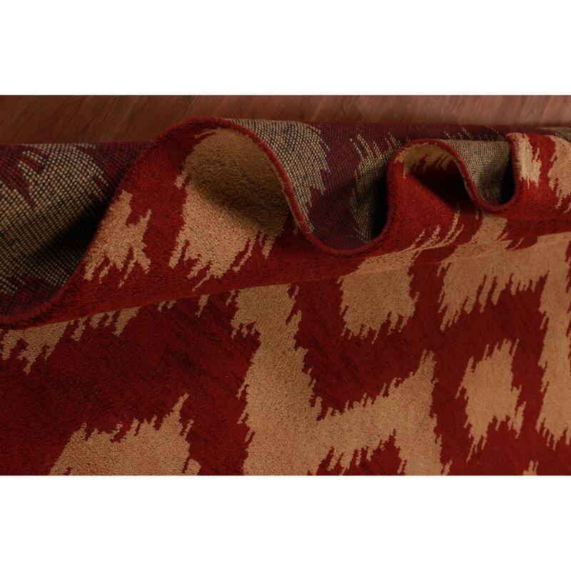 Hand Knotted Oriental 100% Wool Carpet Modern Geometric Oranges & Rust Moroccan Area Rug - 11' 7'' X 9' 0''