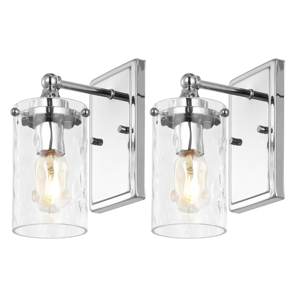 SAFAVIEH Lighting Raphy 7-inch Glass Shade Wall Sconce with Bulbs (Set of 2) - 7 In. W x 4.5 In. D x 9.5 In. H - 7Wx5Dx10H
