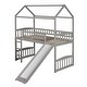 preview thumbnail 3 of 5, Concise & Unique Twin Size Loft Bed with Slide, House Bed with Solid Pine Legs and Durable Frame, Full-length Guardrail