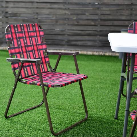 Folding Beach Chair Camping Lawn Webbing Chair (Set of 6)