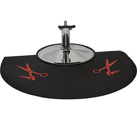 Lcl Beauty 1 2 Semi Circle Anti Fatigue Beauty Barber Floor Mat With Red Salon Scissor Design Overstock 12934619