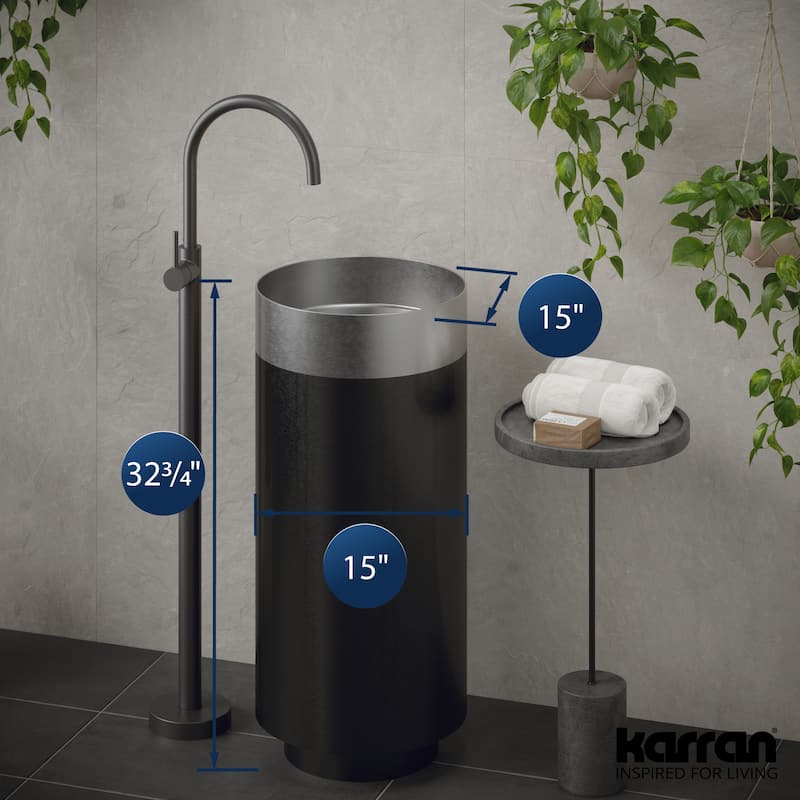 Karran Cinox Stainless Steel Round Pedestal Sink