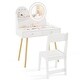 preview thumbnail 3 of 6, White Princess Makeup Dressing Desk and Chair Set with Mirror and Lights for Kids - 27.5" x 13.5" x 40"