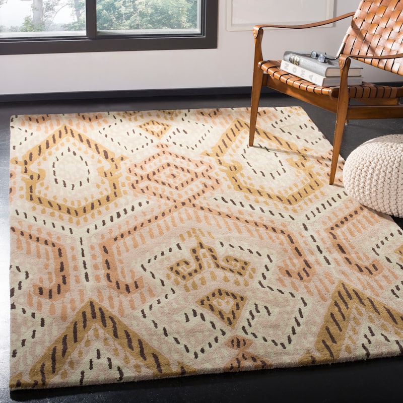 SAFAVIEH Handmade Wyndham Montana Modern Wool Rug - 5' x 8' - Brown/Ivory