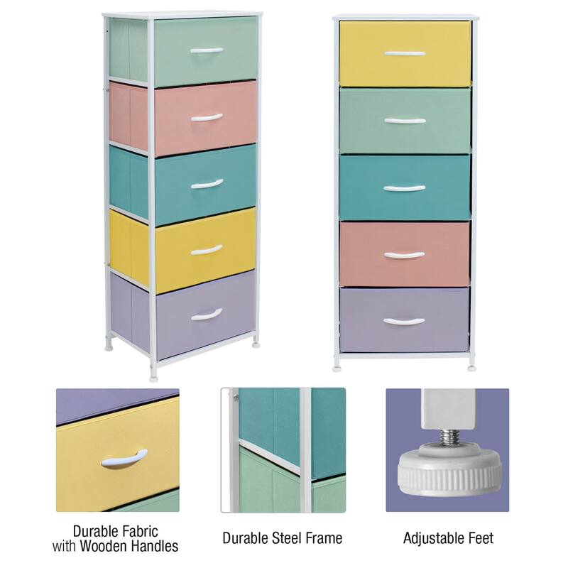 Dresser w/ 5 Drawers Furniture Tall Storage Organizer Unit for Bedroom