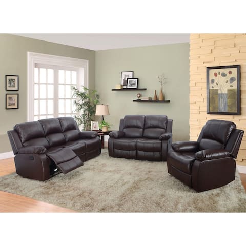 3-Pieces Living Room Recliner Sofa Set,Brown(2900)