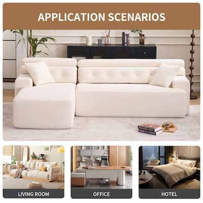 Set of 2 Single Chaise Lounge Convertible into L-shaped Sectional Sofa, Chenille Floor Couch Sleeper Sofa Bed with Pillows