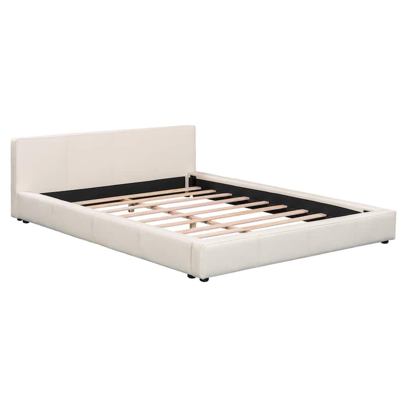 Christopher Knight Home - Faux Leather Upholstered Modern Platform Bed with Sturdy Wood Frame, No Box Spring Needed