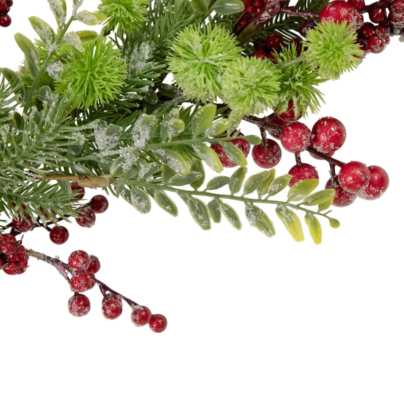 Frosted Red Berry, Burrs and Pine Artificial Christmas Garland - 5' x 8" - Unlit