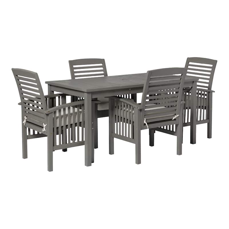 Walker Edison Surfside 5-piece Acacia Wood Outdoor Dining Set - 60 x 34 x 30h