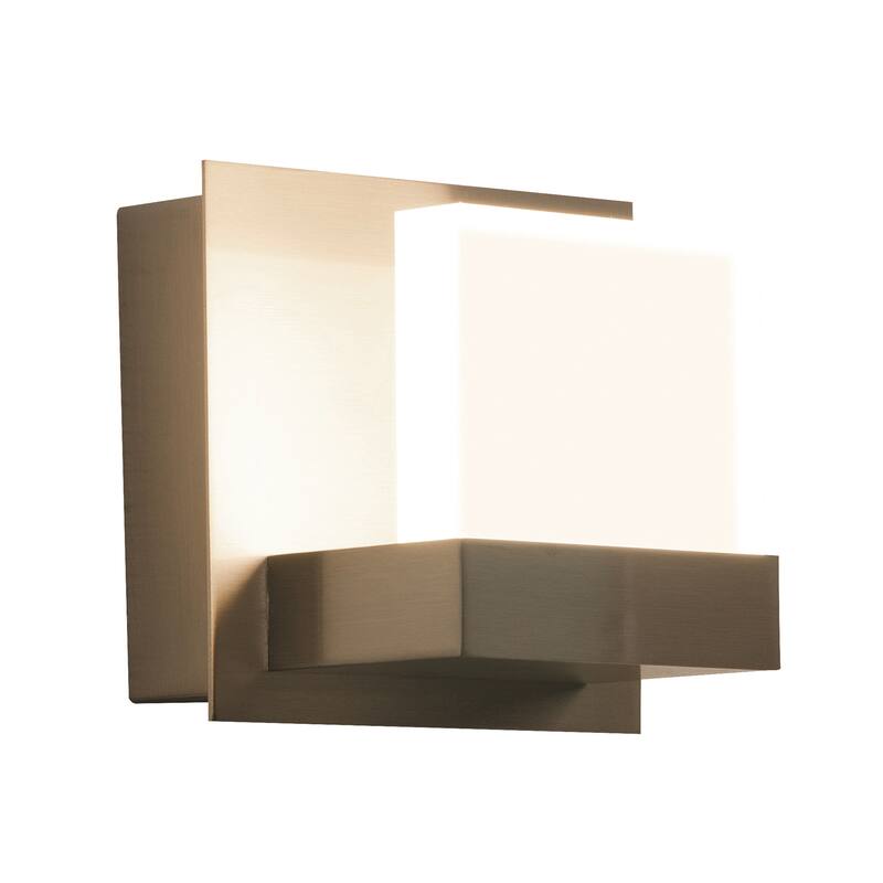 Arlo 1-light ADA Satin Nickel LED Wall Sconce, Frosted Acrylic Shade