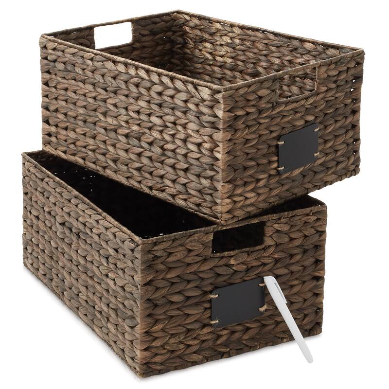 Water Hyacinth Pantry Storage Basket Organizer Bins - Espresso - Hyacinth - 12.5" x 17" x 8"
