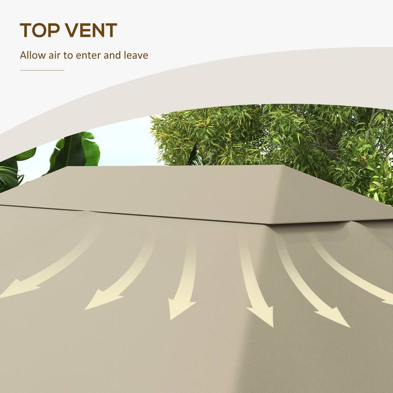 10' x 13' Gazebo Canopy Replacement with Vents and Drain Holes, Khaki