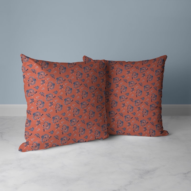 Copper And red Rose Dreams Indoor/Outdoor Throw Pillow Zipper