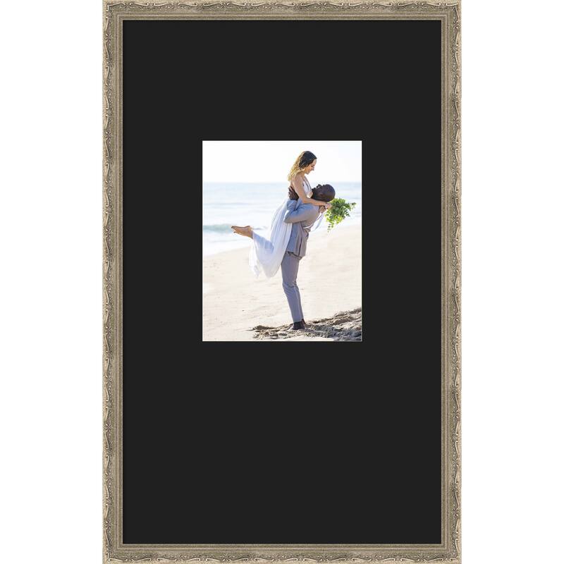 Mila Picture Frame, Photo Frame - 16x26 Matted Black 8x10 - Mila Dark Silver