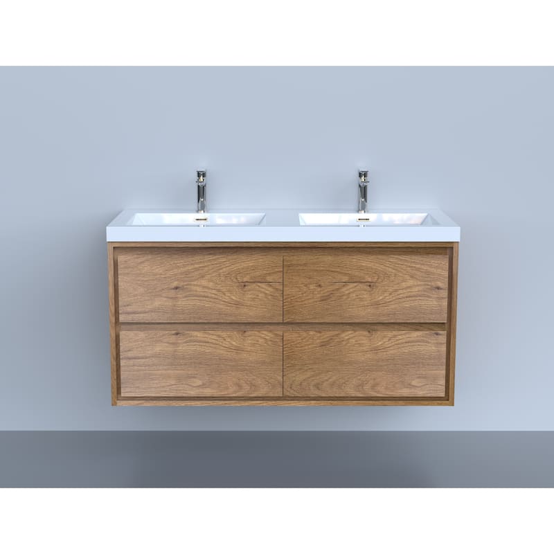 Sage 60" wall mounted bathroom vanity with double basin acrylic top