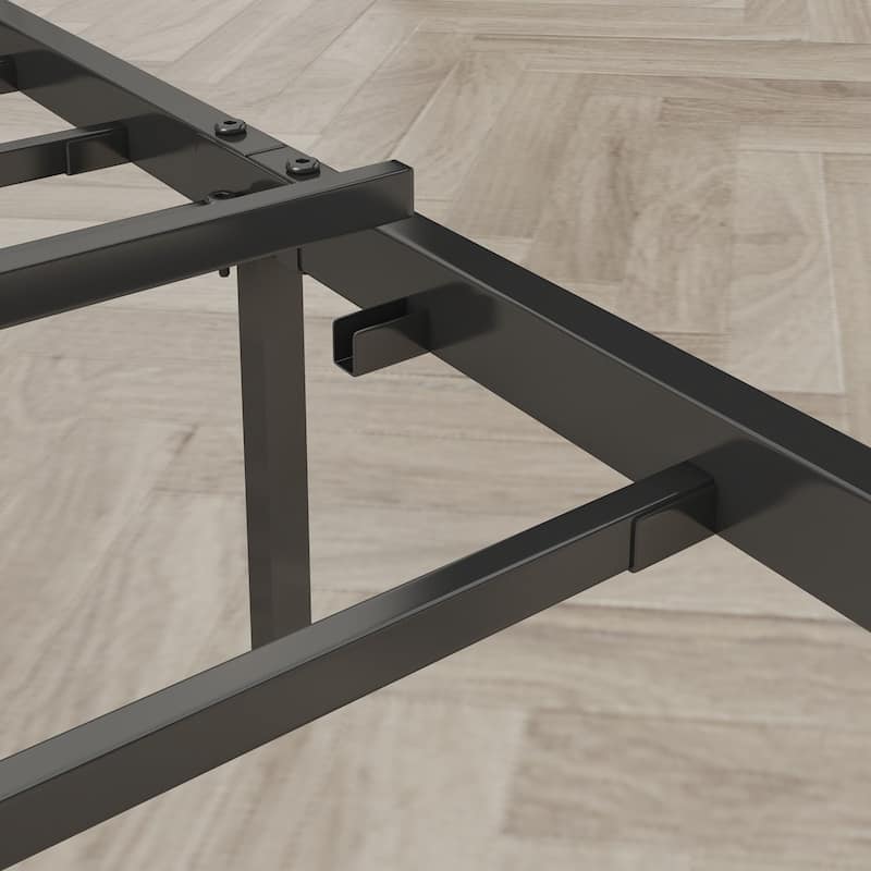Bed Frame with Charging Station, Upholstered Headboard